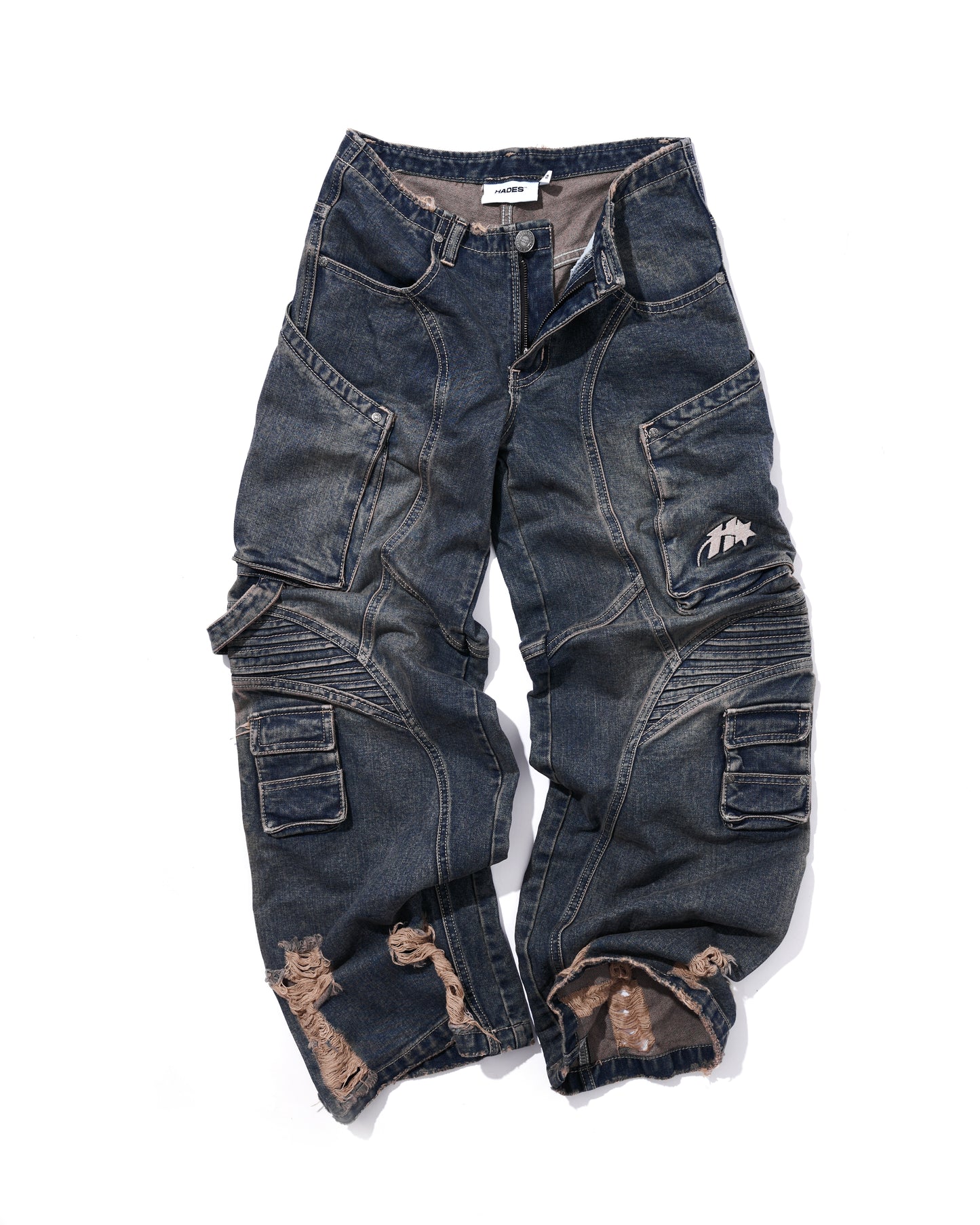 BAGGY LOW WAIST JEANS - HADES FENCE WASH JEANS